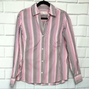 Banana Republic White Pink Striped Button Up Shirt